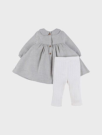 Ensemble robe et legging en coton avec broderie florale Noukie's