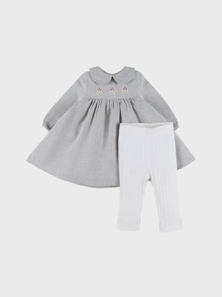 Ensemble robe et legging en coton avec broderie florale Noukie's