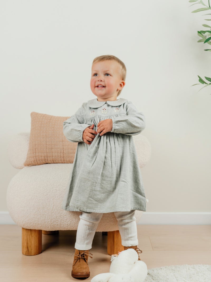 Ensemble robe et legging en coton avec broderie florale Noukie's Blanc - Kiabi