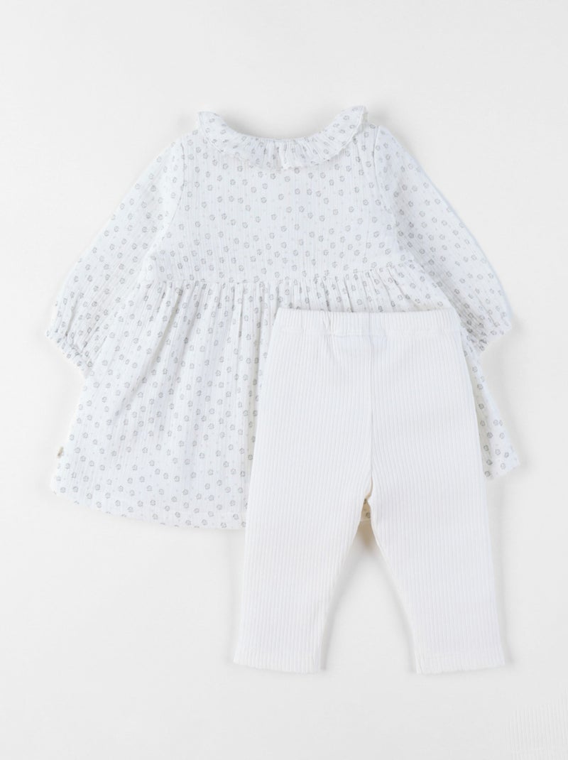 Ensemble Robe et Legging, Mousseline de Coton Noukie's Blanc - Kiabi