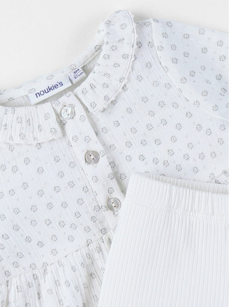 Ensemble Robe et Legging, Mousseline de Coton Noukie's Blanc - Kiabi