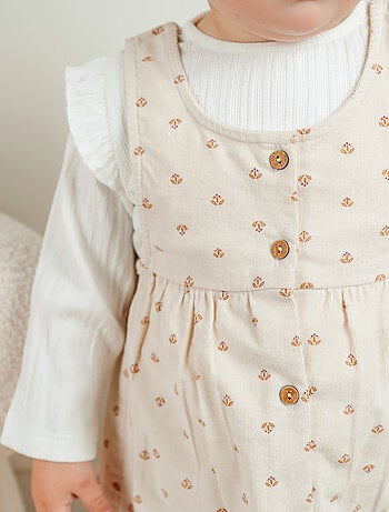 Ensemble robe et t-shirt en velours côtelé imprimé floral Noukie's
