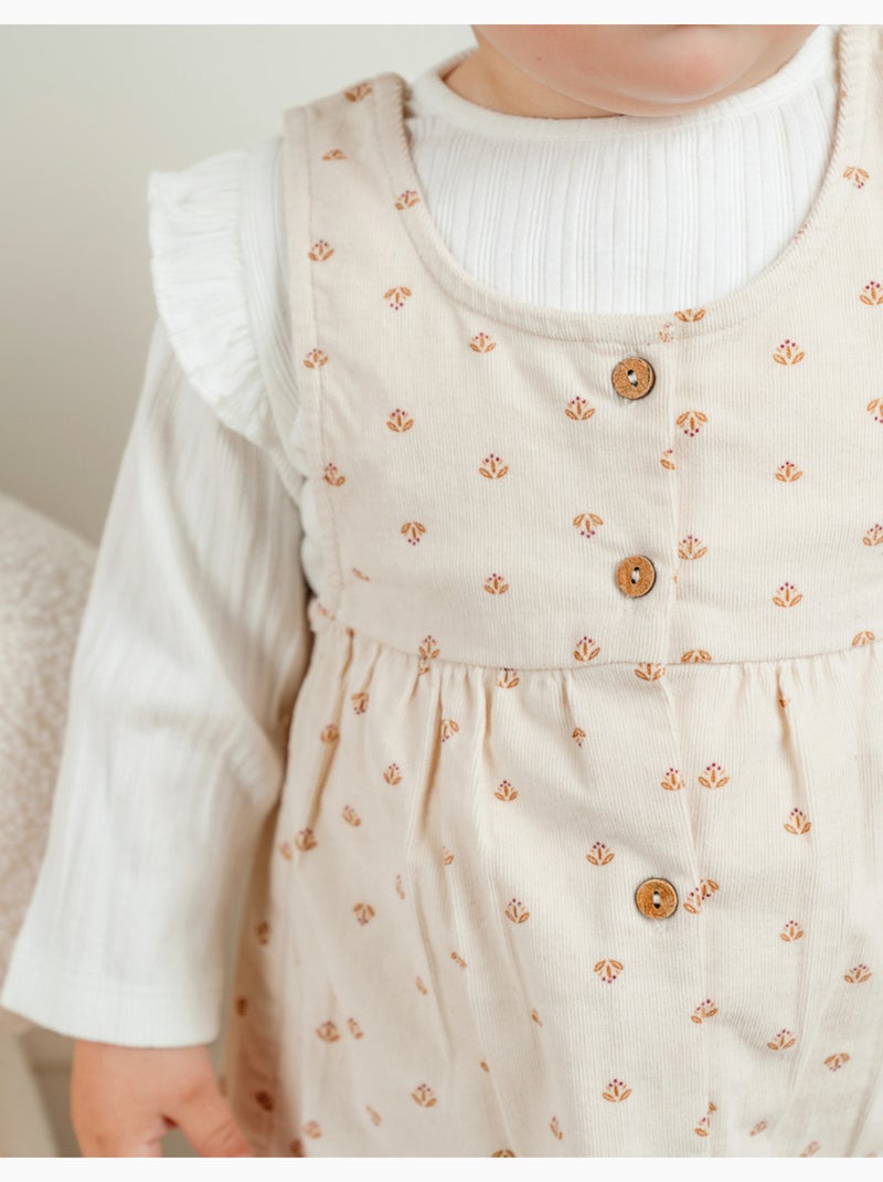 Ensemble robe et t-shirt en velours côtelé imprimé floral Noukie's Rose - Kiabi
