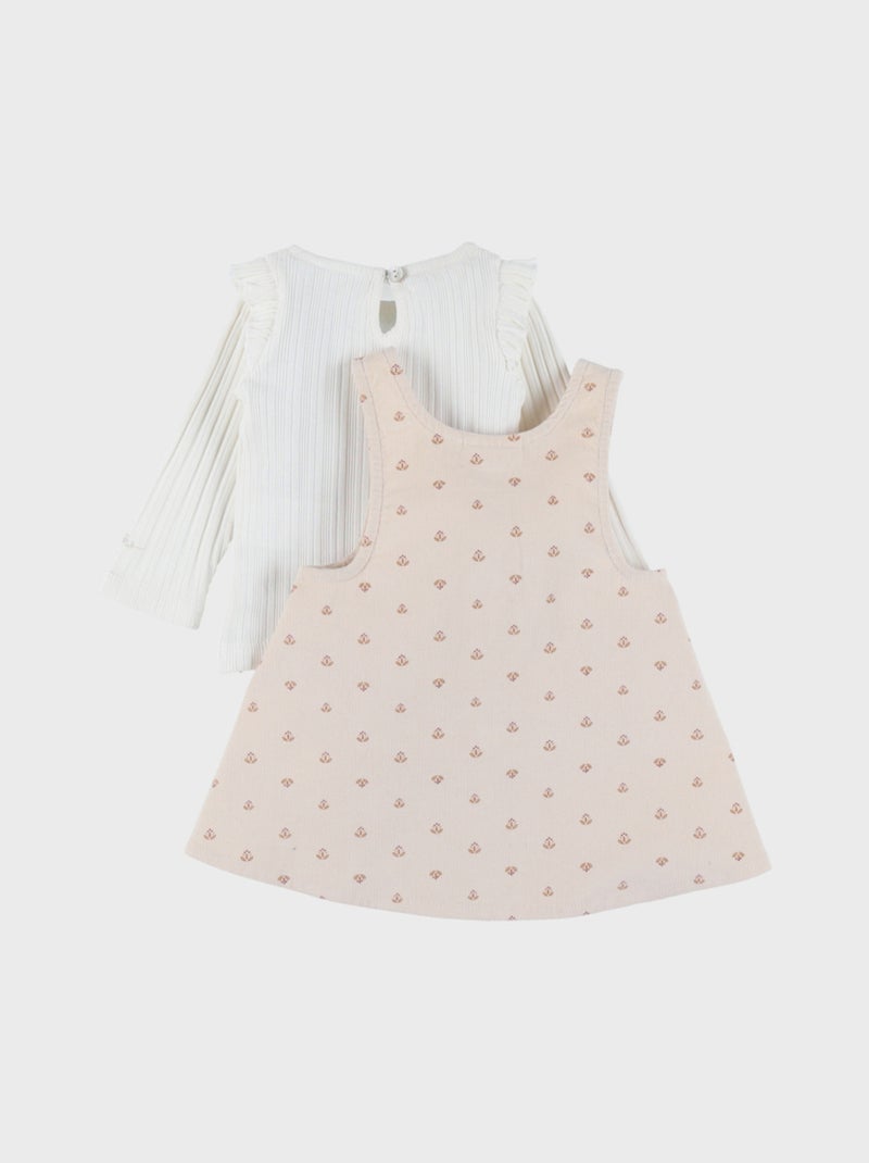 Ensemble robe et t-shirt en velours côtelé imprimé floral Noukie's Rose - Kiabi