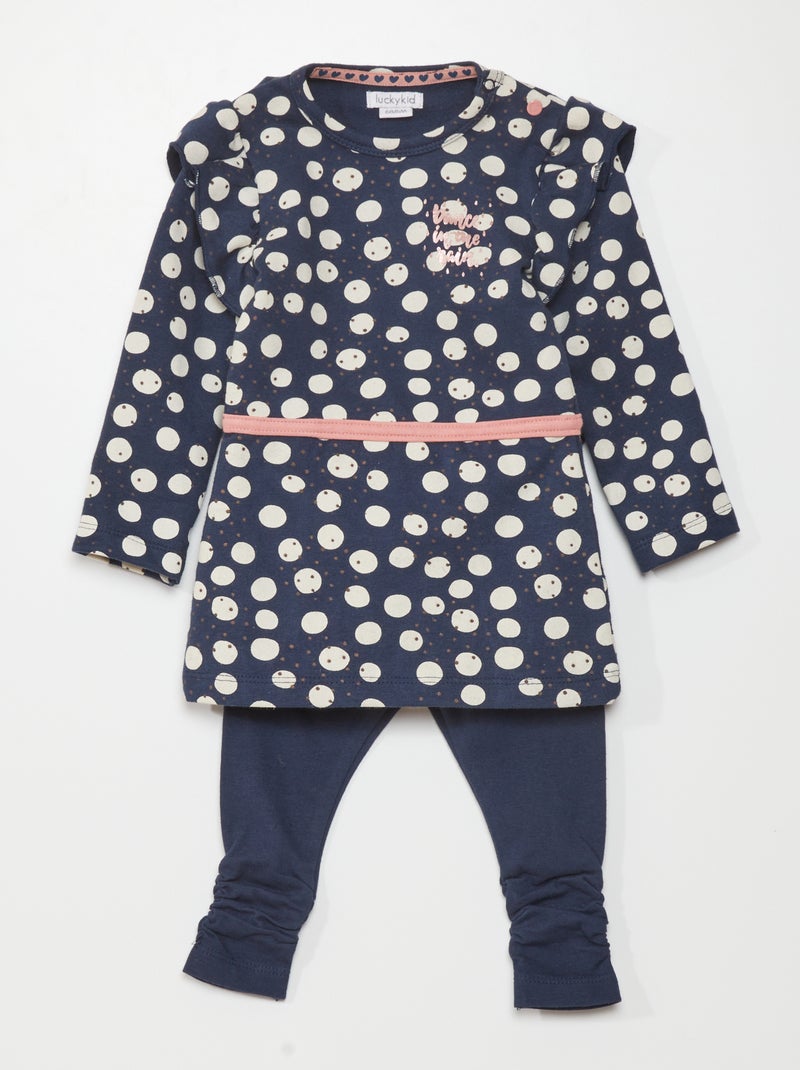 Ensemble robe + legging - 2 pièces Bleu/rose - Kiabi