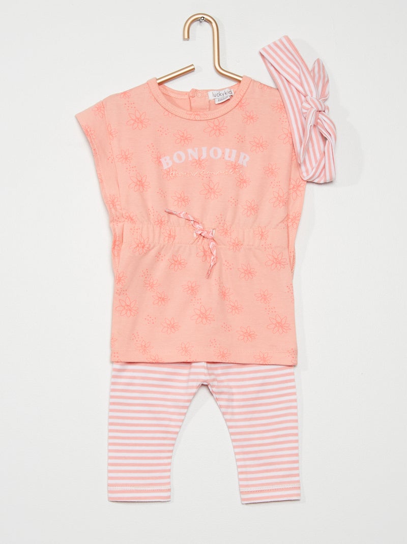 Ensemble robe + legging avec bandeau rose - Kiabi