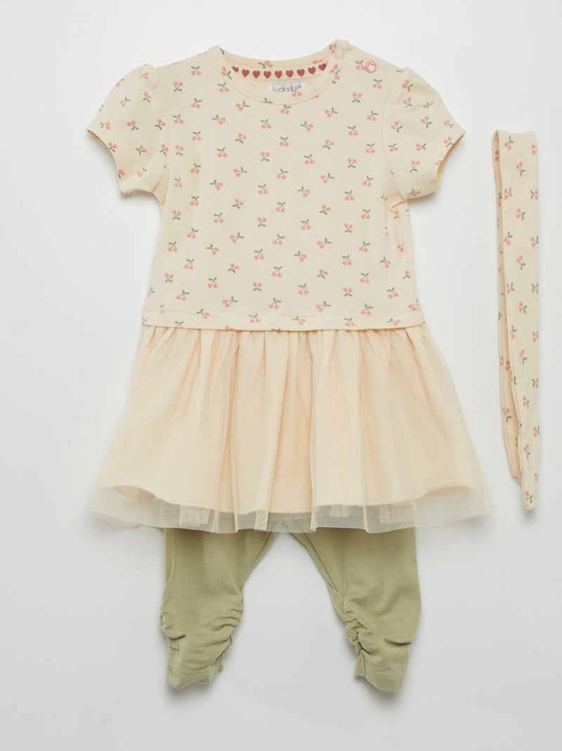 Ensemble robe + legging + bandeau - 3 pièces Beige - Kiabi