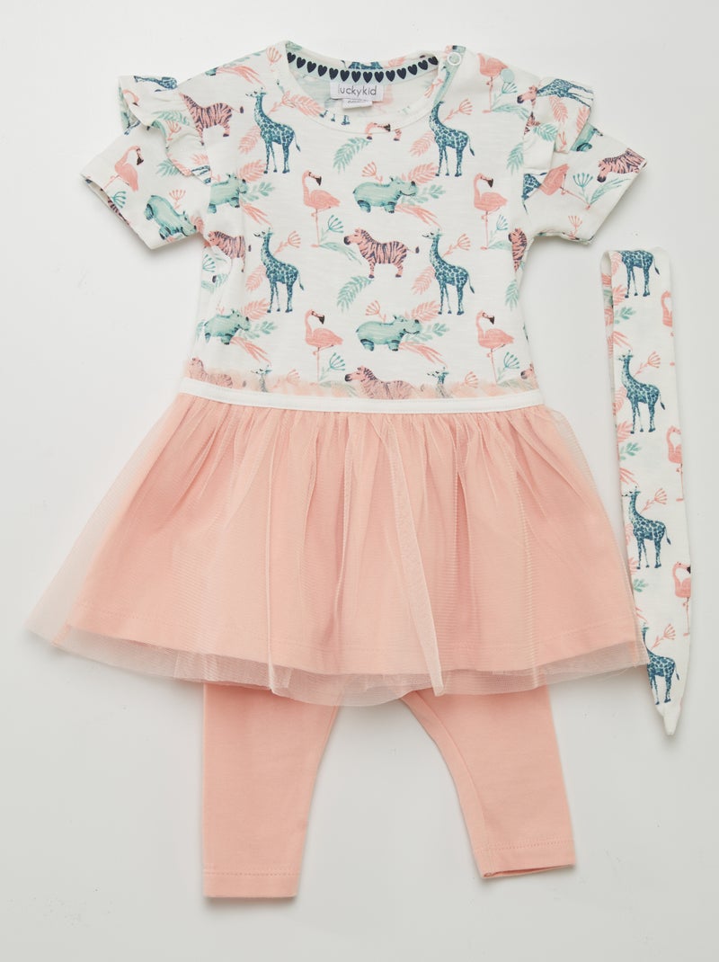 Ensemble robe + legging + bandeau - 3 pièces Rose - Kiabi