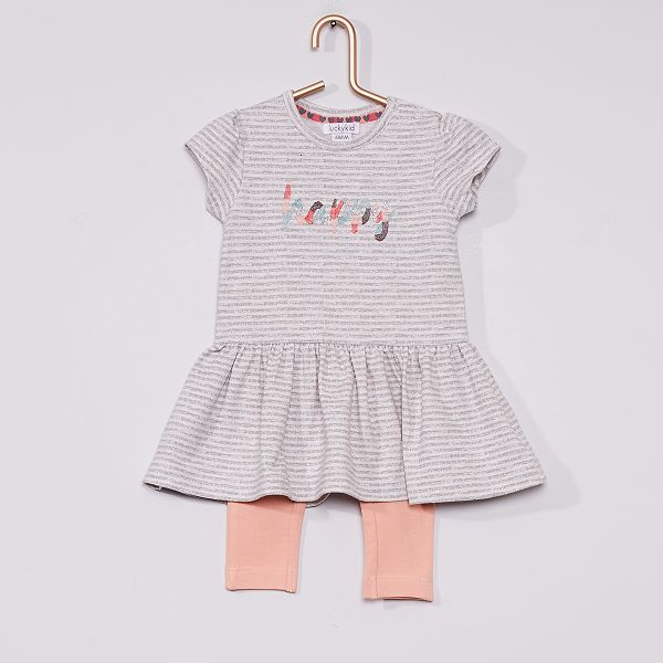 Ensemble Robe Legging Bebe Fille Gris Rose Kiabi 7 00
