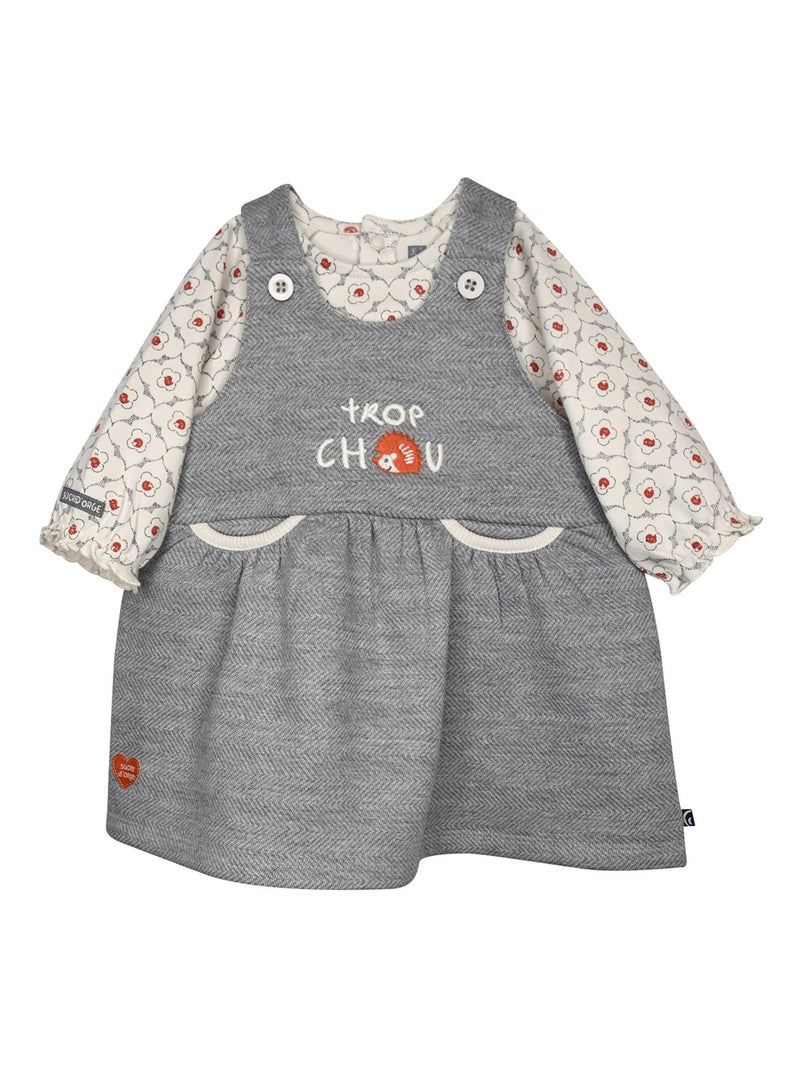 Ensemble robe manches longues + Bandeau Pierrette Gris - Kiabi