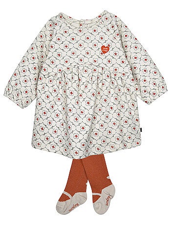 Ensemble robe manches longues en maille et collant Prisca