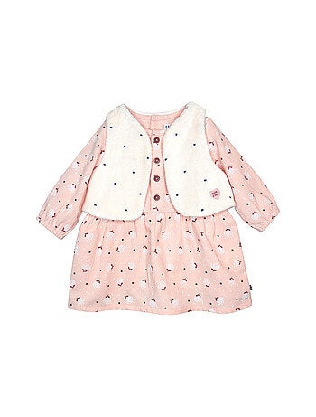 Ensemble robe manches longues et gilet sans manche Pamela