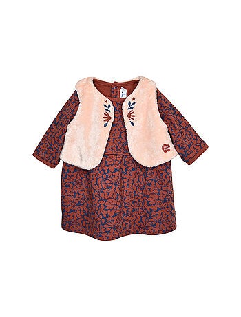 Ensemble robe manches longues gilet sans manches Peggie