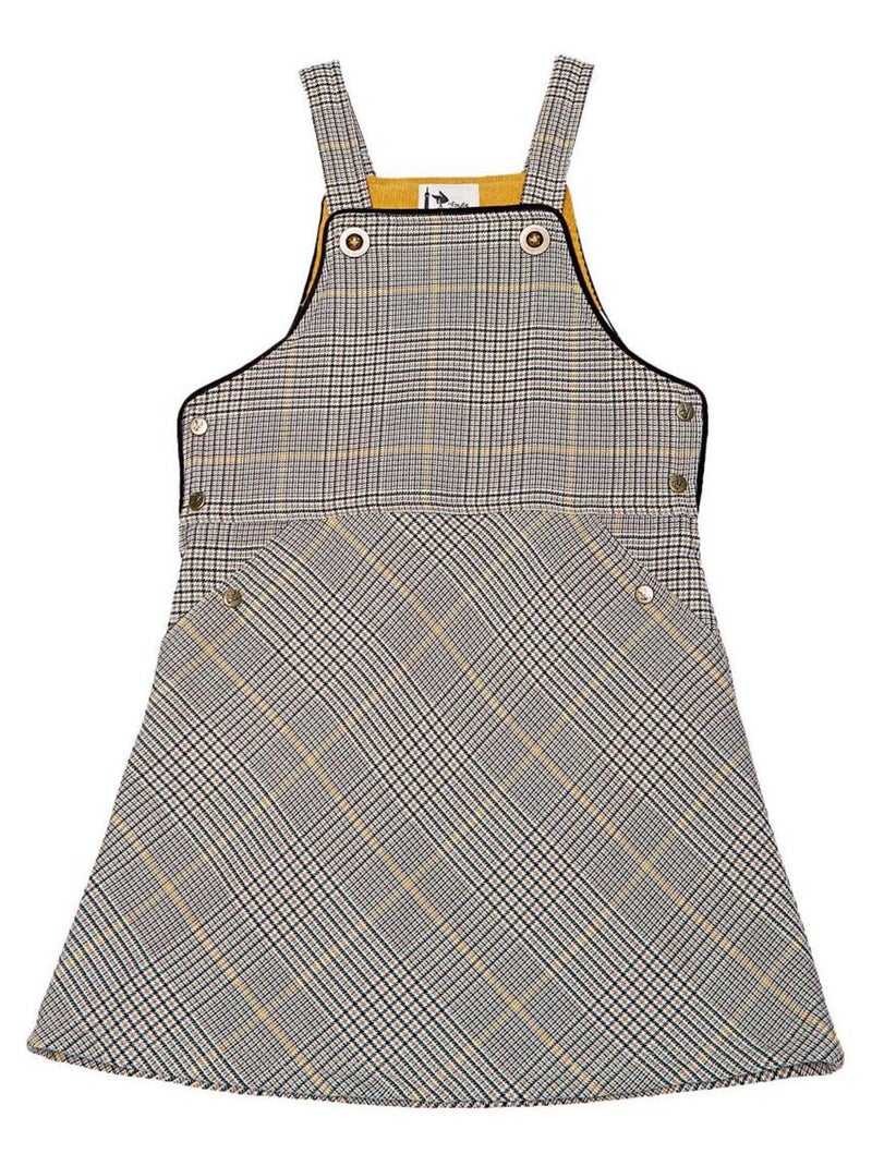 Ensemble   Robe Salopette Tartan & Pull Col Roulé  - 'LA FAUTE A VOLTAIRE' Beige - Kiabi