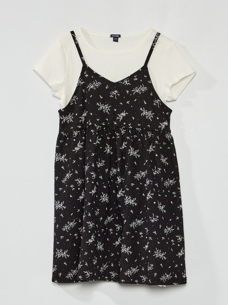 Ensemble robe + t-shirt + chouchou - 3 pièces Noir - Kiabi
