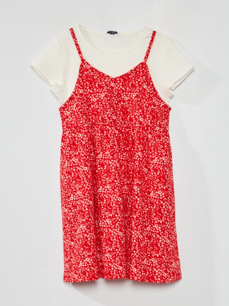 Ensemble robe + t-shirt + chouchou - 3 pièces Rouge - Kiabi