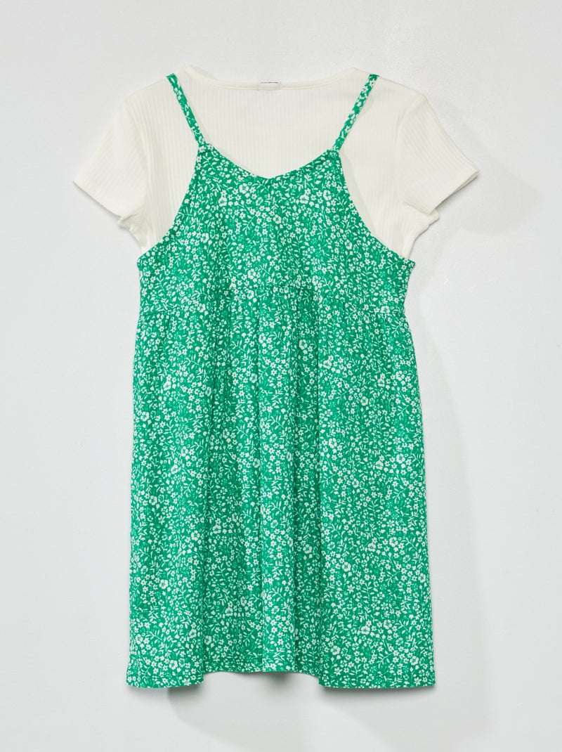 Ensemble robe + t-shirt + chouchou - 3 pièces Vert - Kiabi