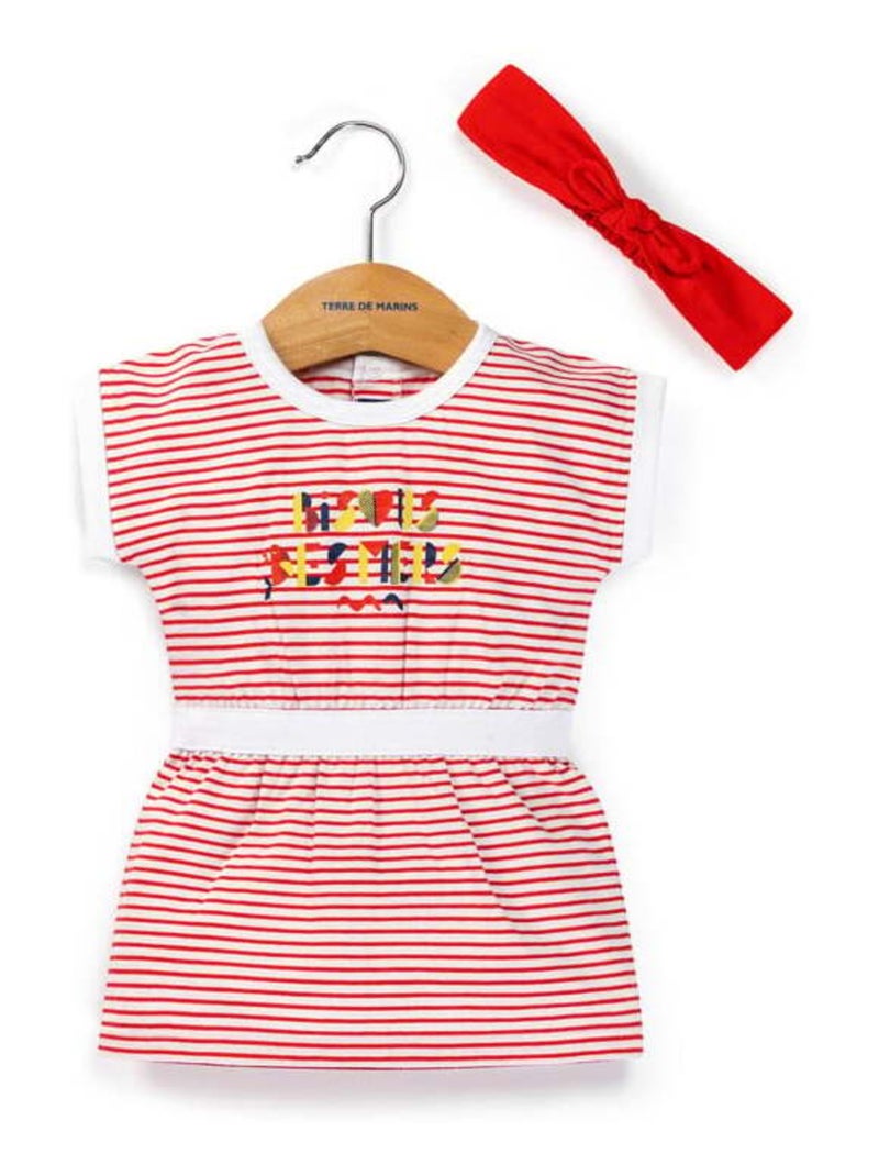Ensemble rouge Bébé Fille robe rayée + bandeau Multicolore - Kiabi