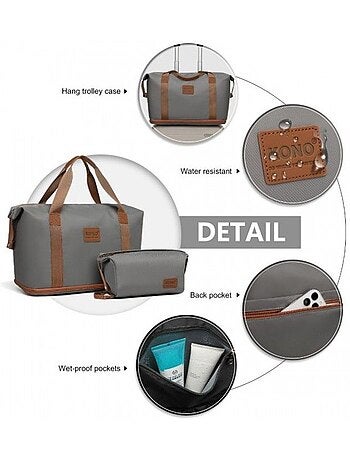 Ensemble sac de voyage 3 pièces polyester 25 l avec trousse