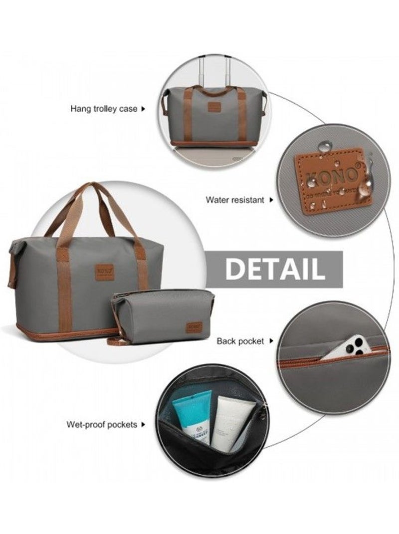 Ensemble sac de voyage 3 pièces polyester 25 l avec trousse Gris - Kiabi
