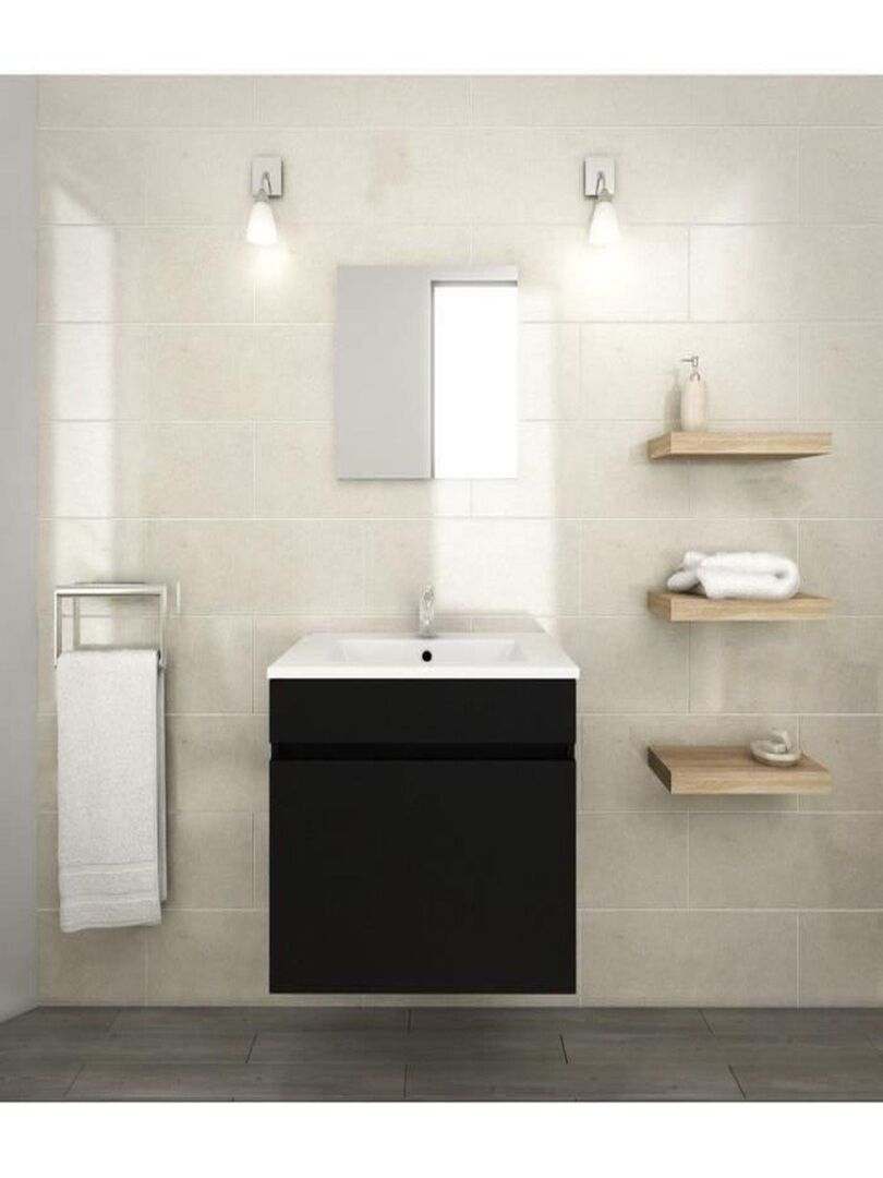 Ensemble salle de bain simple vasque 60 cm - Noir - AUCUNE Noir Noir - Kiabi