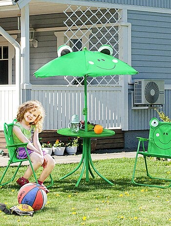 Ensemble salon de jardin enfant 4 pièces design grenouille