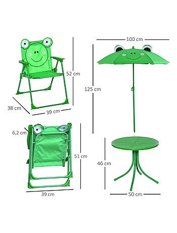 Ensemble salon de jardin enfant 4 pièces design grenouille