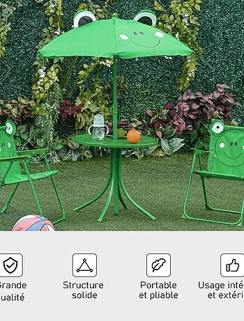 Ensemble salon de jardin enfant 4 pièces design grenouille