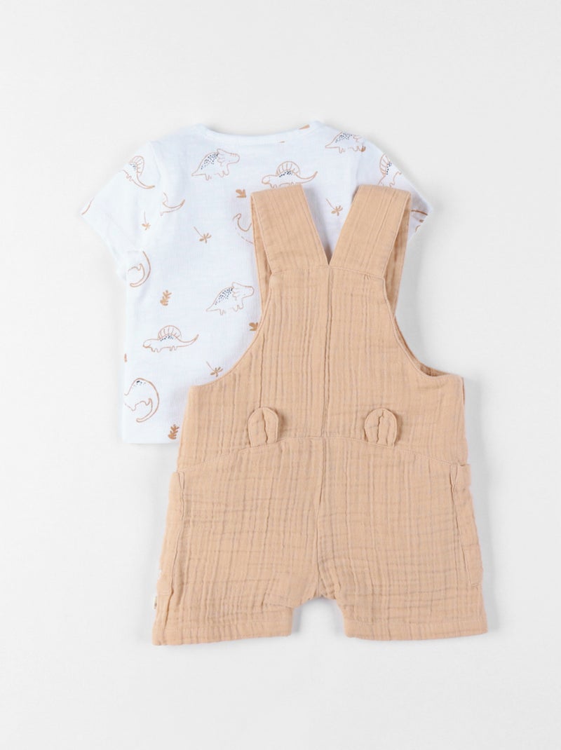 Ensemble Salopette avec T-shirt, Coton Noukie's Beige - Kiabi