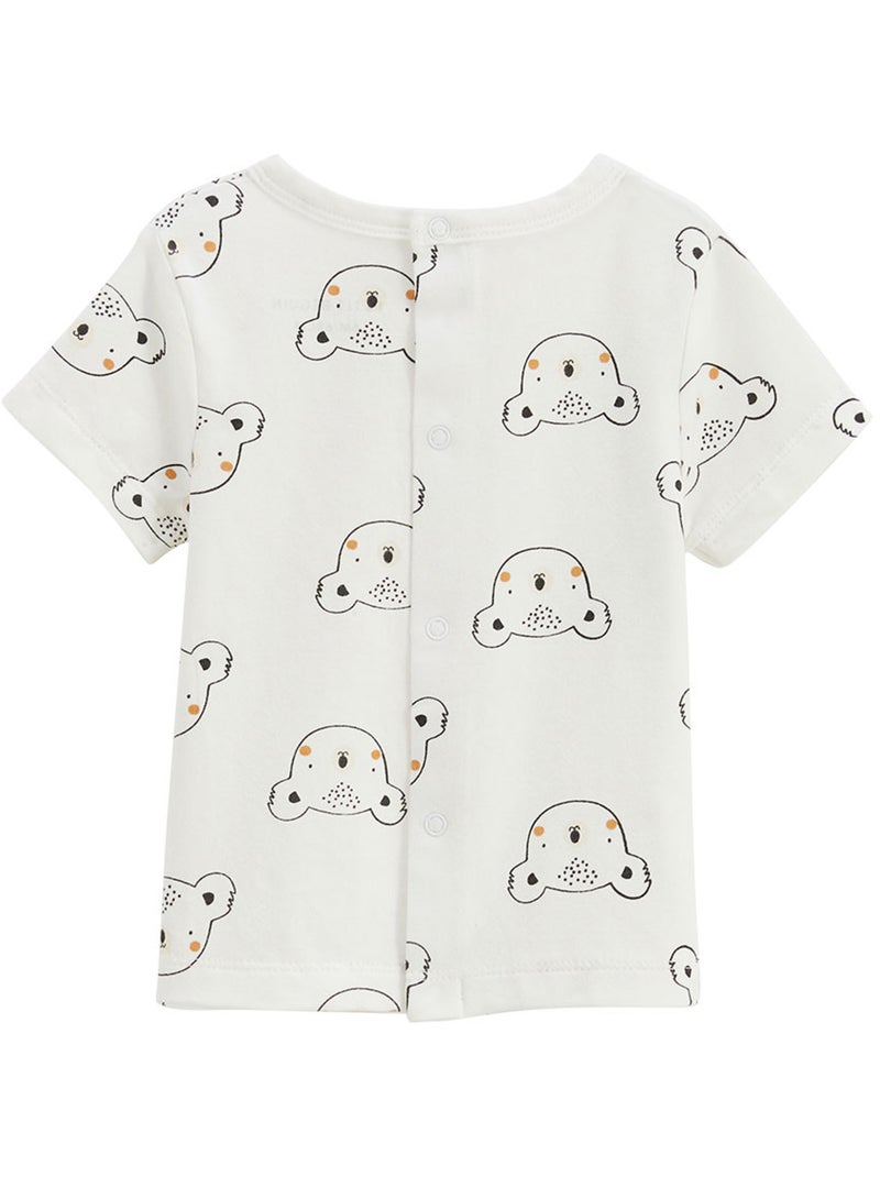 Ensemble salopette bébé en coton gaufré et t-shirt Mini Rêve Moutarde - Kiabi