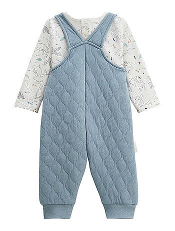 Ensemble salopette bébé en coton matelassé et t