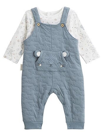 Ensemble salopette bébé en coton matelassé et t