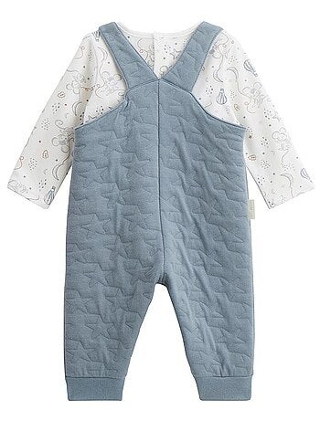 Ensemble salopette bébé en coton matelassé et t