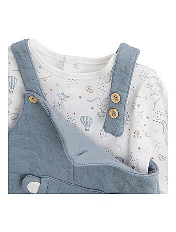 Ensemble salopette bébé en coton matelassé et t