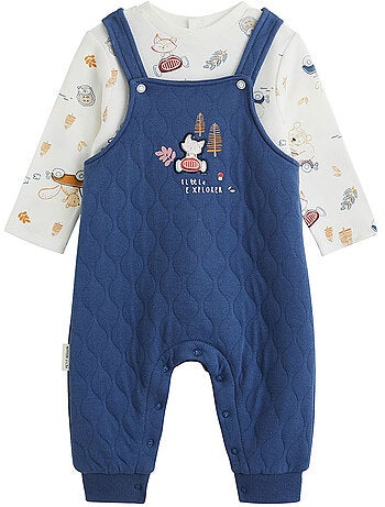 Ensemble salopette bébé en coton matelassé et t-shirt emile