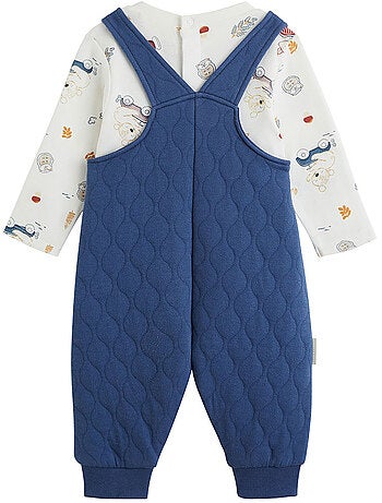 Ensemble salopette bébé en coton matelassé et t-shirt emile