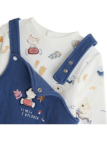 Ensemble salopette bébé en coton matelassé et t-shirt emile