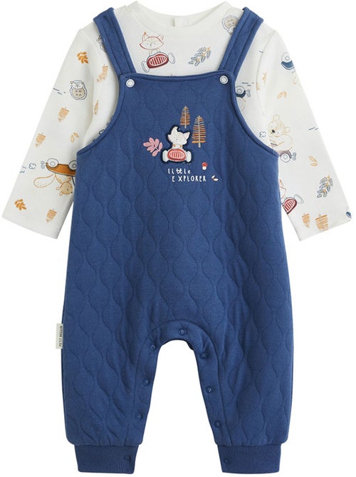 Ensemble salopette bébé en coton matelassé et t-shirt Emile - Kiabi Ensemble salopette bébé en coton matelassé et t-shirt Emile - Kiabi