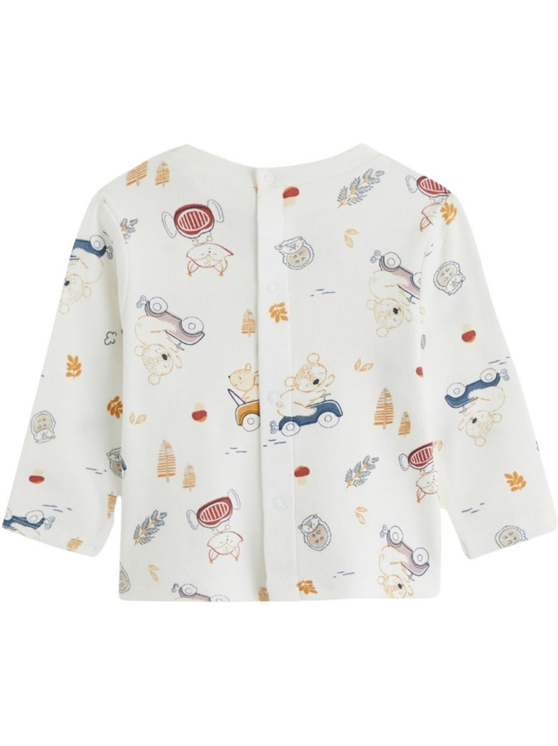 Ensemble salopette bébé en coton matelassé et t-shirt Emile Bleu - Kiabi