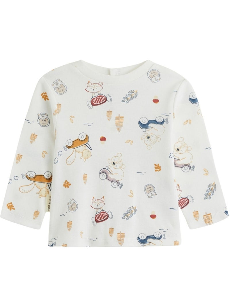 Ensemble salopette bébé en coton matelassé et t-shirt Emile Bleu - Kiabi