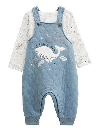 Ensemble salopette bébé en coton matelassé et t-shirt Petite Balade