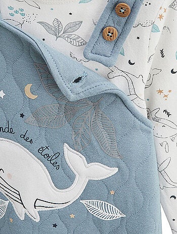 Ensemble salopette bébé en coton matelassé et t-shirt Petite Balade