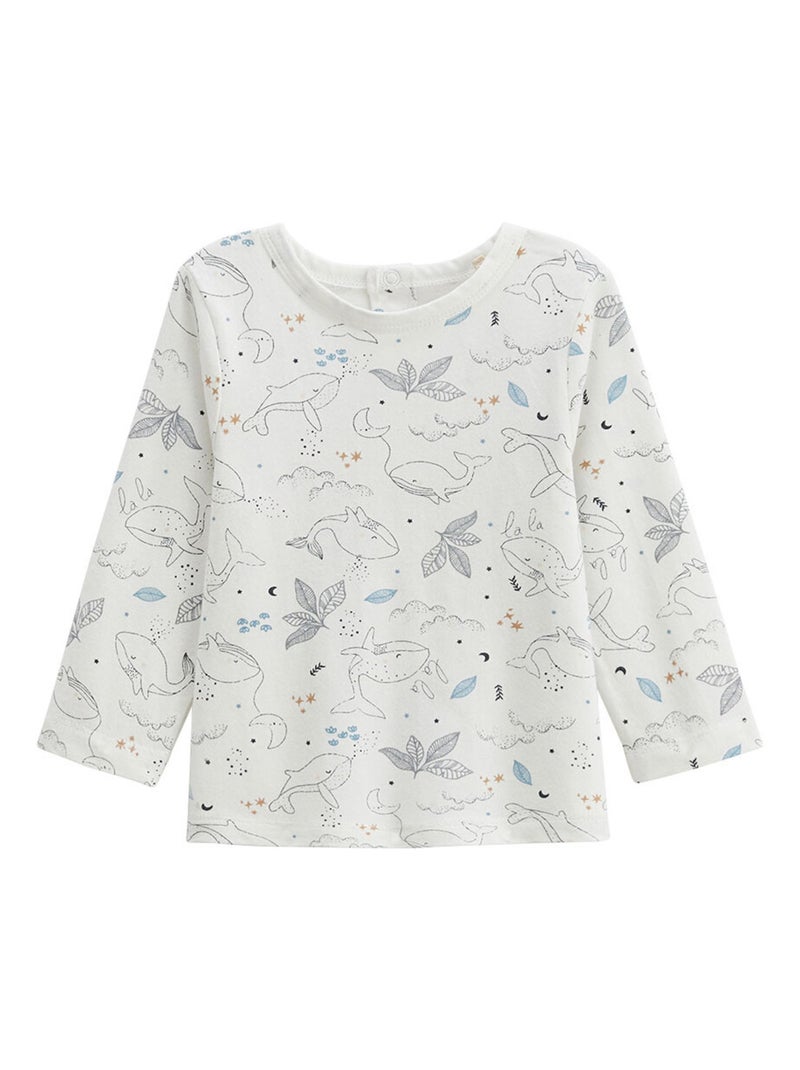 Ensemble salopette bébé en coton matelassé et t-shirt Petite Balade Bleu - Kiabi