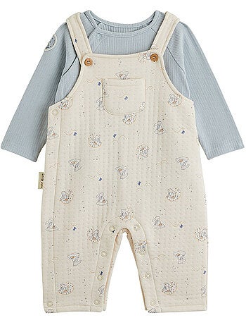 Ensemble salopette bébé en coton matelassé et t-shirt voix lactée
