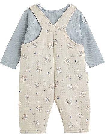Ensemble salopette bébé en coton matelassé et t-shirt voix lactée