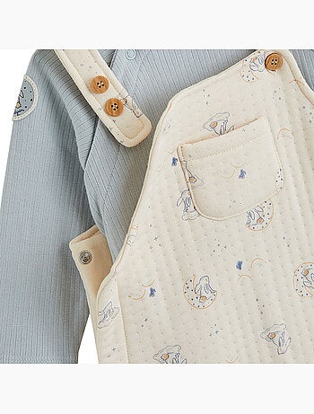 Ensemble salopette bébé en coton matelassé et t-shirt voix lactée