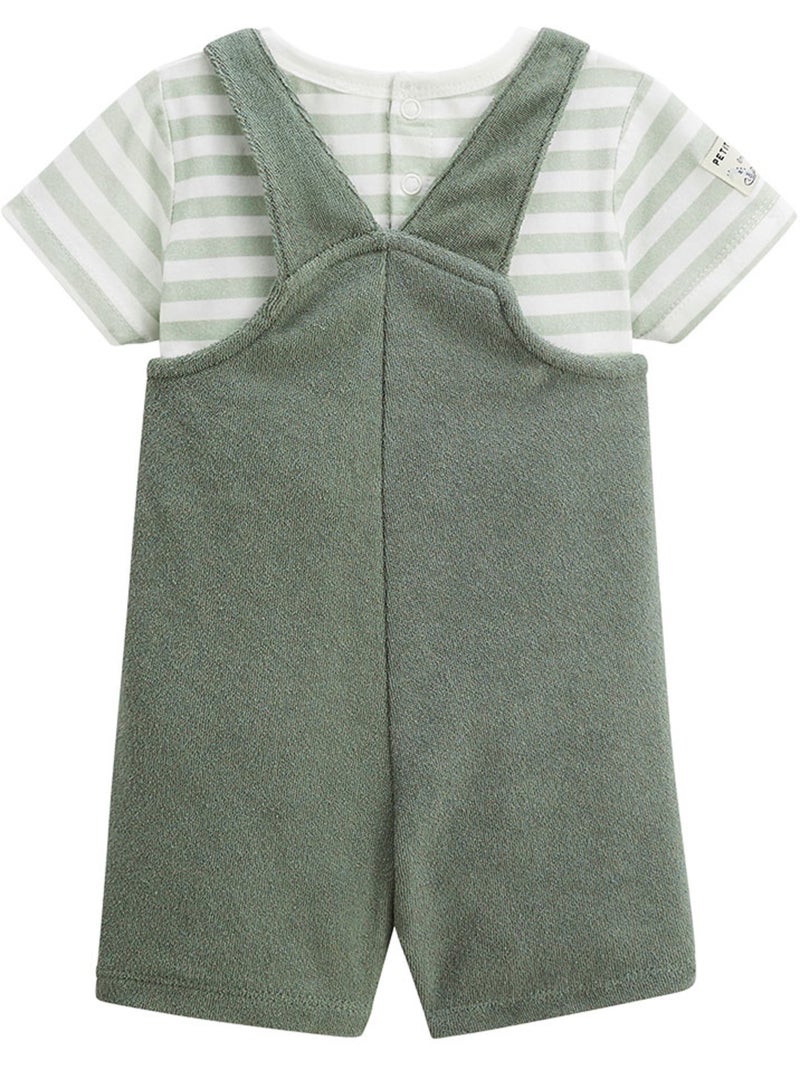 Ensemble salopette bébé en éponge et t Kaki - Kiabi