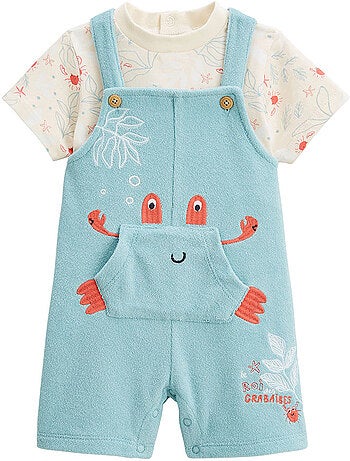 Ensemble salopette bébé en éponge et t-shirt Cayo Coco