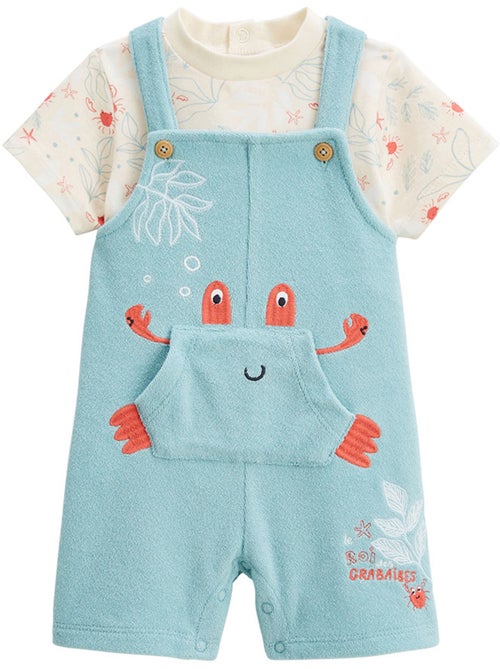 Ensemble salopette bébé en éponge et t-shirt Cayo Coco - Kiabi