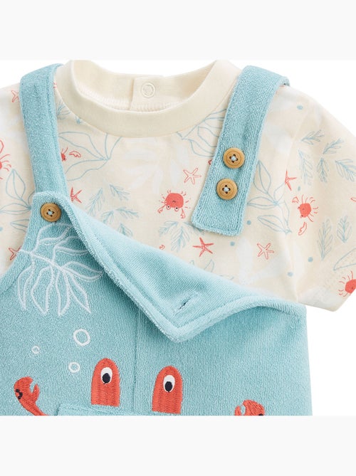 Ensemble salopette bébé en éponge et t-shirt Cayo Coco - Kiabi